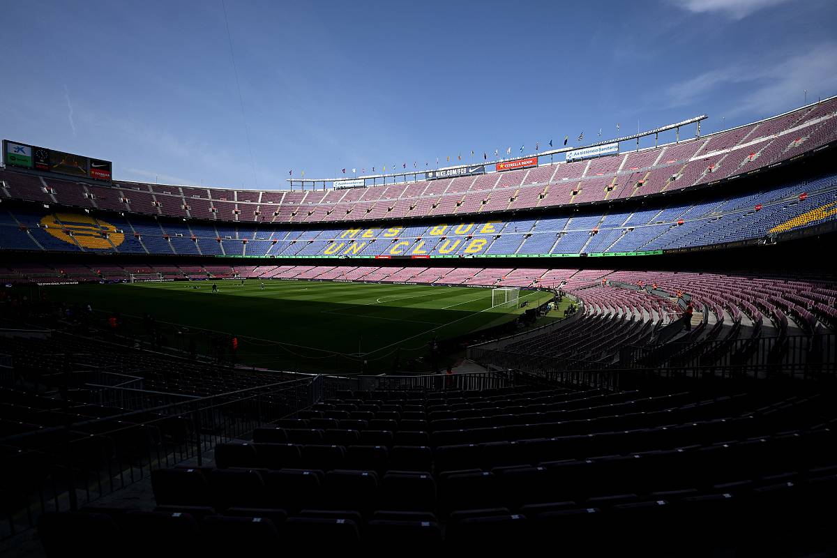 BARCELONA, SPAIN - MAY 28 General view inside the stadium prior to the LaLiga Santander match between FC Barcelone and RCD Mallorca at Spotify Camp Nou on May 28, 2023 in Barcelona, Spain. (Photo by David Ramos/Getty Images)