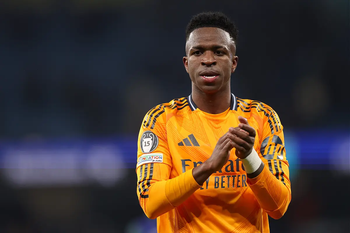 Vinicius Jr en Ligue des champions cette semaine (Photo by Carl Recine/Getty Images).