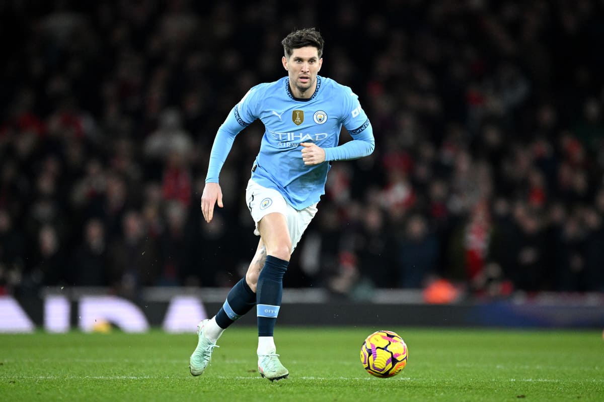LONDON, ENGLAND - FEBRUARY 02: John Stones of Manchester City during the Premier League match between Arsenal FC and Manchester City FC at Emirates Stadium on February 02, 2025 in London, England. (Photo by Justin Setterfield/Getty Images)