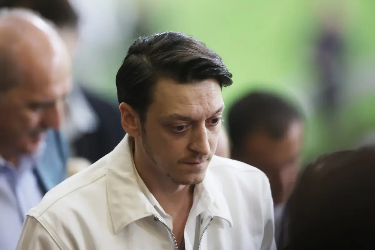 ISTANBUL, TURKEY - JUNE 10: Former professional footballer, Mesut Ozil is seen in the stands during the UEFA Champions League 2022/23 final match between FC Internazionale and Manchester City FC at Ataturk Olympic Stadium on June 10, 2023 in Istanbul, Turkey. (Photo by Lars Baron/Getty Images)