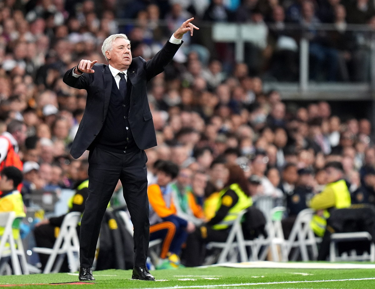 MADRID, SPAIN - FEBRUARY 23: Carlo Ancelotti, Head Coach of Real Madrid, reacts during the LaLiga match between Real Madrid CF and Girona FC at Estadio Santiago Bernabeu on February 23, 2025 in Madrid, Spain. (Photo by Angel Martinez/Getty Images)