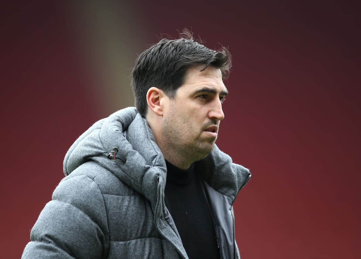 SOUTHAMPTON, ENGLAND - FEBRUARY 15: Andoni Iraola, Manager of AFC Bournemouth, looks on prior to the Premier League match between Southampton FC and AFC Bournemouth at St Mary's Stadium on February 15, 2025 in Southampton, England. (Photo by Steve Bardens/Getty Images)