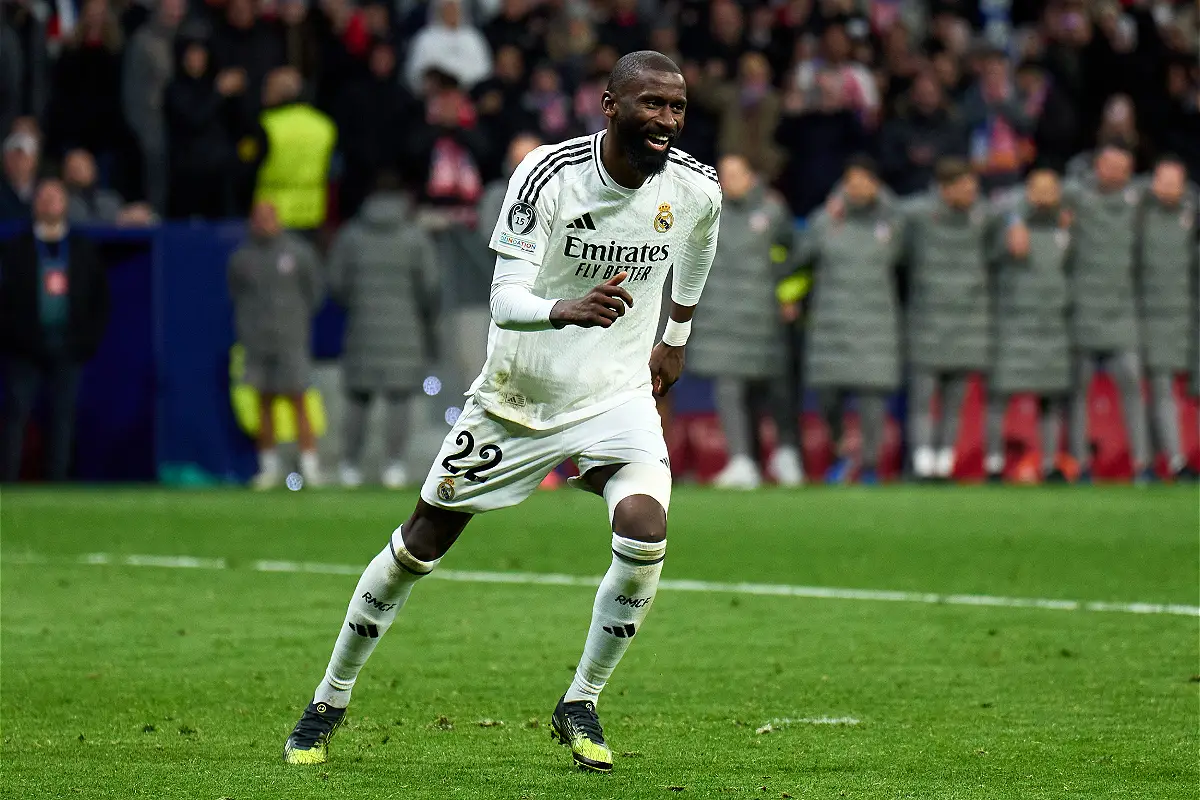 Rüdiger après la qualification du Real Madrid en C1 (Photo by Angel Martinez/Getty Images).