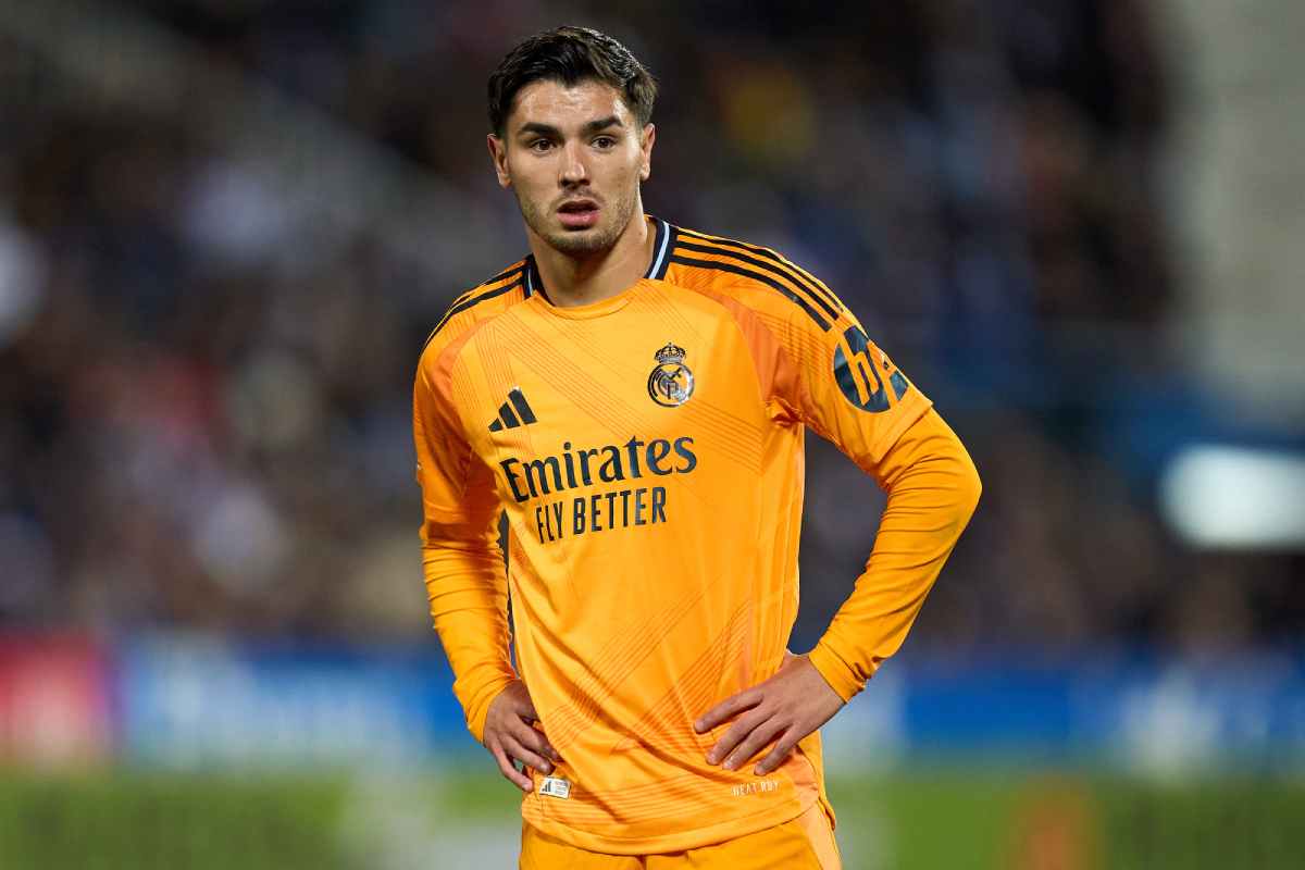 LEGANES, SPAIN - FEBRUARY 05: Brahim Diaz of Real Madrid looks on during the Copa del Rey Quarter Final match between CD Leganes and Real Madrid CF at Estadio Municipal de Butarque on February 05, 2025 in Leganes, Spain. (Photo by Angel Martinez/Getty Images)