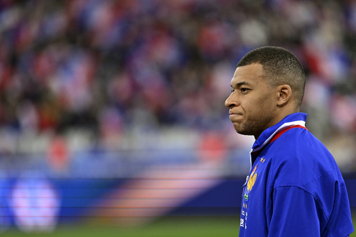 PARIS, FRANCE - MARCH 23: Kylian Mbappe (Real Madrid) of France looks on before the UEFA Nations League Quarterfinal Leg Two match between Croatia and France at Stade de France on March 23, 2025 in Paris, France. (Photo by Aurelien Meunier/Getty Images)