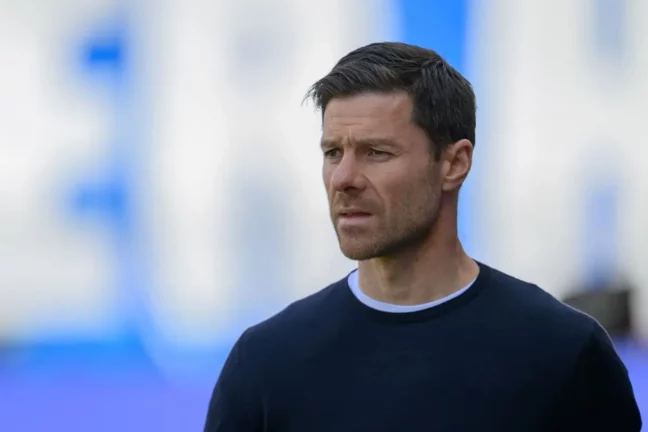 HEIDENHEIM, GERMANY - APRIL 05: Xabi Alonso, Head coach of Bayer 04 Leverkusen looks on prior to the Bundesliga match between 1. FC Heidenheim 1846 and Bayer 04 Leverkusen at Voith-Arena on April 05, 2025 in Heidenheim, Germany. (Photo by Christian Kaspar-Bartke/Getty Images)