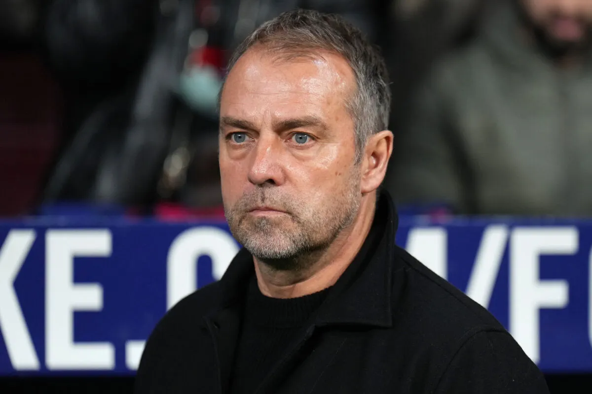 MADRID, SPAIN - MARCH 16: Hansi Flick, Head Coach of FC Barcelona, looks on prior to the La Liga EA Sports match between Atletico de Madrid and FC Barcelona at Riyadh Air Metropolitano on March 16, 2025 in Madrid, Spain. (Photo by Angel Martinez/Getty Images)