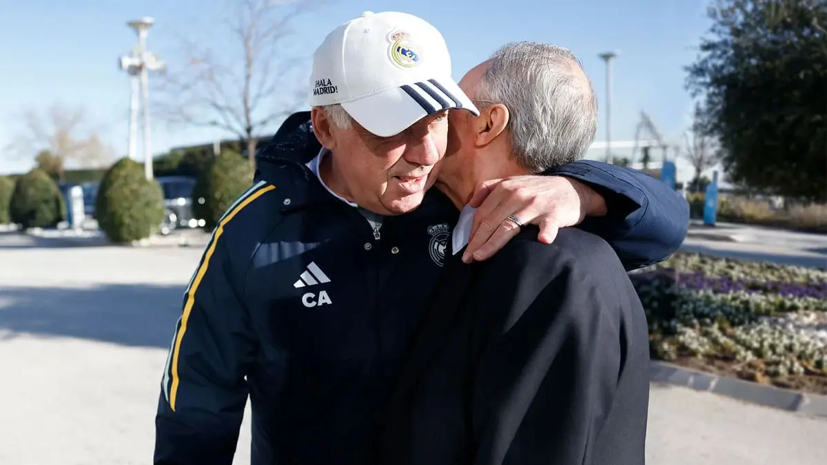 Carlo Ancelotti et Florentino Pérez à la Ciudad Real Madrid le 30 décembre 2023 (realmadrid.com).
