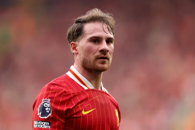 LIVERPOOL, ENGLAND - MARCH 08: Alexis Mac Allister of Liverpool during the Premier League match between Liverpool FC and Southampton FC at Anfield on March 08, 2025 in Liverpool, England. (Photo by Carl Recine/Getty Images)