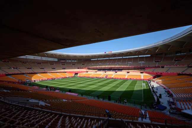SEVILLE, SPAIN - APRIL 25: General view of the stadium before a training session ahead of the Copa del Rey Final Match between FC Barcelona and Real Madrid at Estadio de La Cartuja on April 25, 2025 in Seville, Spain. (Photo by Fran Santiago/Getty Images)