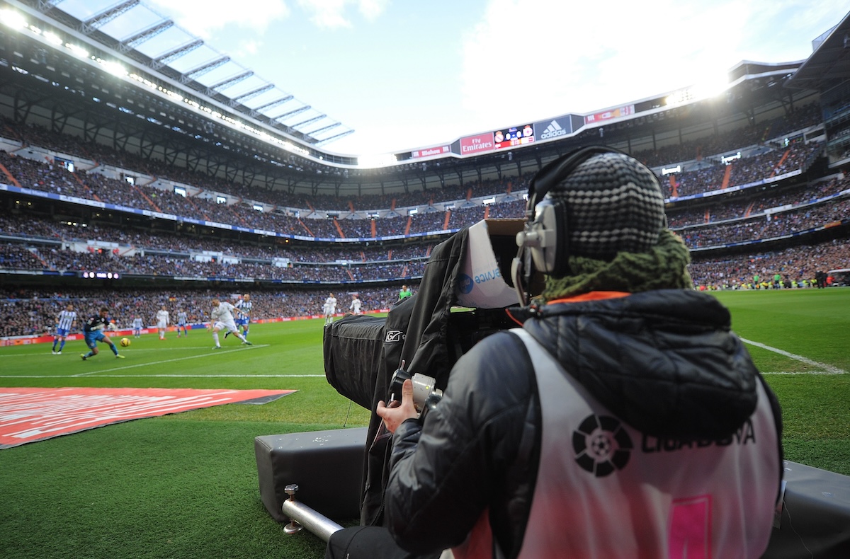 La Liga match at Estadio Santiago Bernabeu on February 15, 2015 in Madrid, Spain.