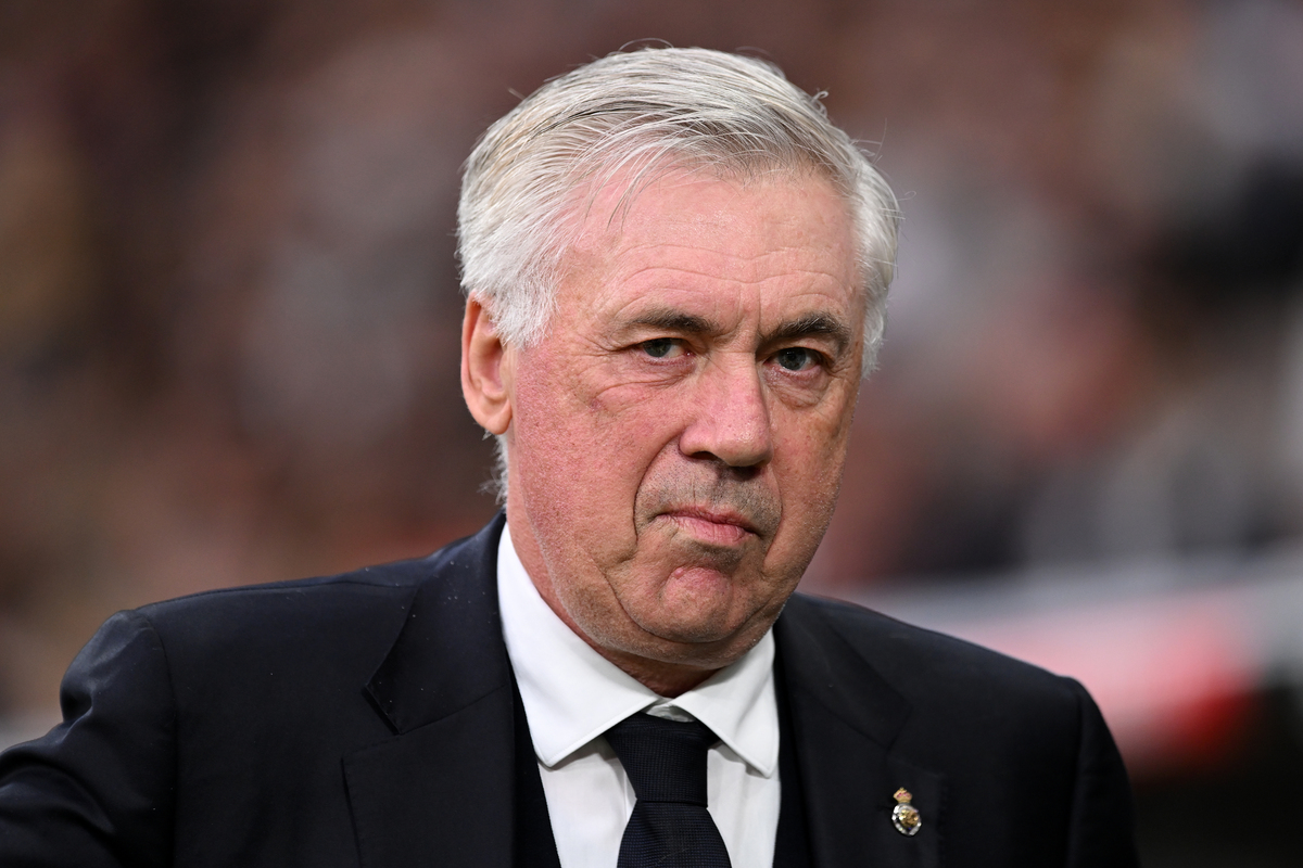 MADRID, SPAIN - APRIL 05: Carlo Ancelotti, Head Coach of Real Madrid, looks on prior to the LaLiga match between Real Madrid CF and Valencia CF at Estadio Santiago Bernabeu on April 05, 2025 in Madrid, Spain. (Photo by Denis Doyle/Getty Images)