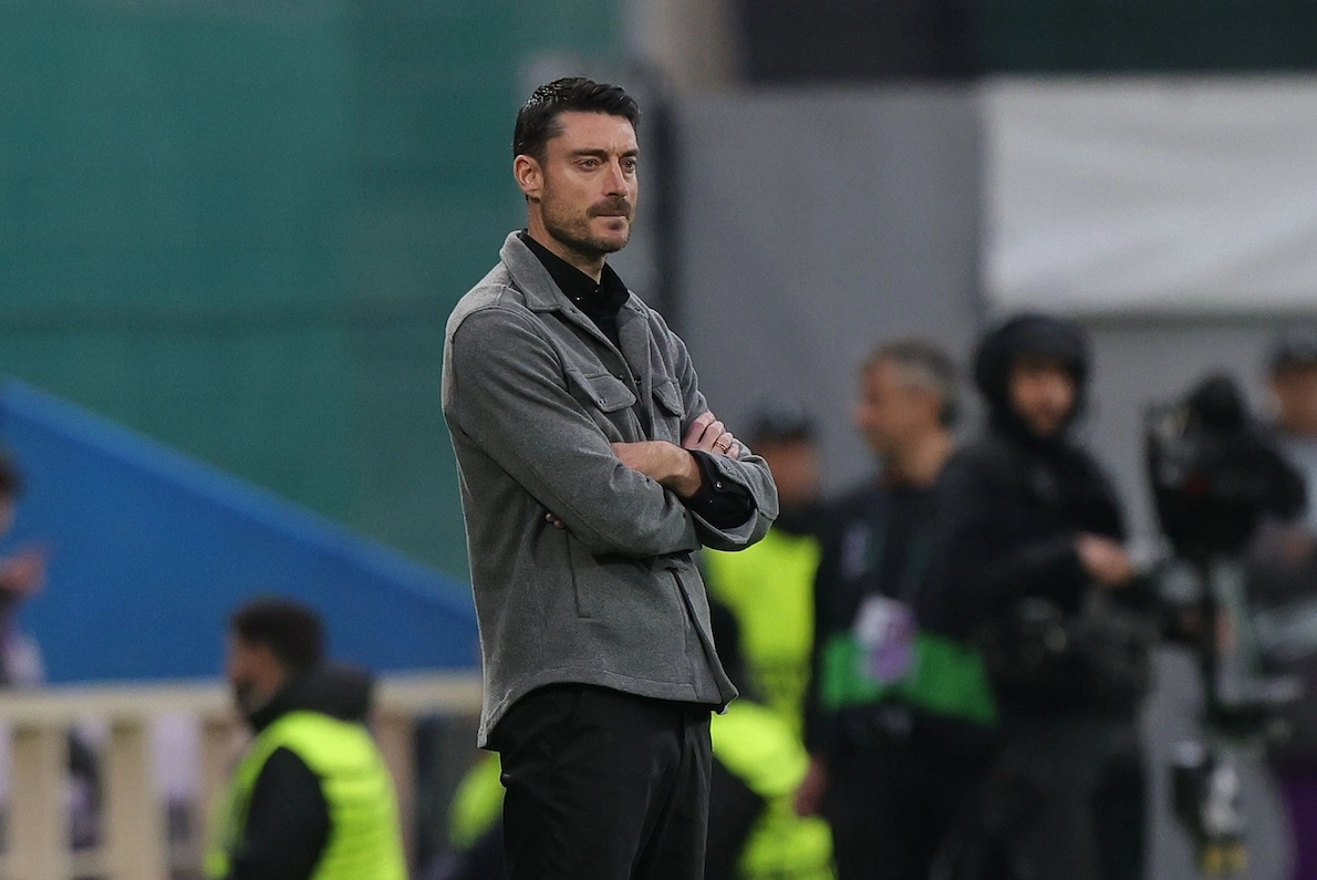 FLORENCE, ITALY - APRIL 17: Head coach Albert Riera of NK Celje looks on during the UEFA Conference League 2024/25 Quarter Final Second Leg match between ACF Fiorentina and NK Celje at Stadio Artemio Franchi on April 17, 2025 in Florence, Italy. (Photo by Gabriele Maltinti/Getty Images) l Xabi Alonso