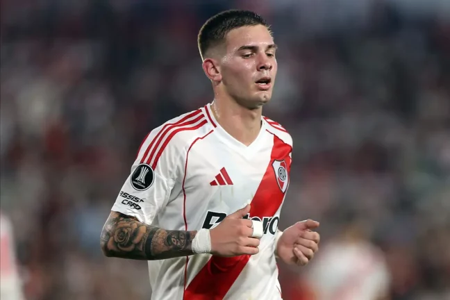 Franco Mastantuono en Libertadores cette semaine (Photo by Daniel Jayo/Getty Images).