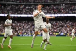 MADRID, SPAIN - MAY 04: Arda Gueler of Real Madrid celebrates scoring his team's first goal during the LaLiga match between Real Madrid CF and RC Celta de Vigo at Estadio Santiago Bernabeu on May 04, 2025 in Madrid, Spain. (Photo by Denis Doyle/Getty Images).