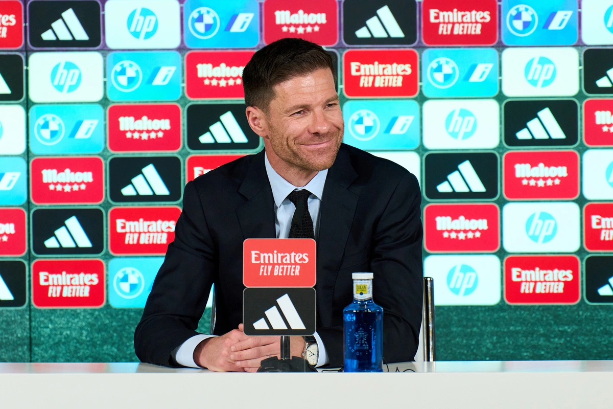 MADRID, SPAIN - MAY 26: Xabi Alonso speaks in the press conference during his unveiling as new Head Coach of Real Madrid at Valdebebas training ground on May 26, 2025 in Madrid, Spain. (Photo by Angel Martinez/Getty Images)