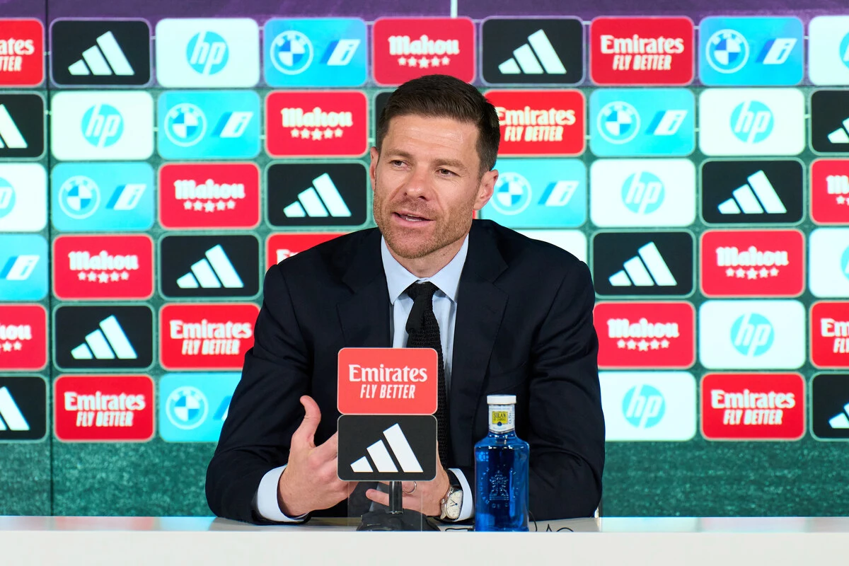 MADRID, SPAIN - MAY 26: Xabi Alonso speaks in the press conference during his unveiling as new Head Coach of Real Madrid at Valdebebas training ground on May 26, 2025 in Madrid, Spain. (Photo by Angel Martinez/Getty Images)