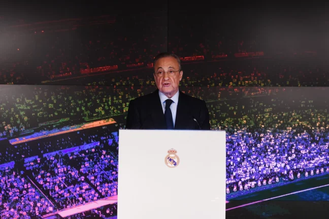 MADRID, SPAIN - MARCH 11: Florentino Perez, President of Real Madrid, at the announcement of Zinedine Zidane as new Real Madrid head coach at Estadio Santiago Bernabeu on March 11, 2019 in Madrid, Spain. Zinedine Zidane returns as Real Madrid manager just 10 months after
