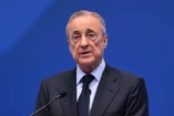 MADRID, SPAIN - JULY 16: Florentino Perez Rodriguez, President of Real Madrid speaks as Real Madrid new signing, Kylian Mbappe is unveiled at Estadio Santiago Bernabeu on July 16, 2024 in Madrid, Spain. (Photo by David Ramos/Getty Images).