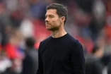FREIBURG IM BREISGAU, GERMANY - MAY 04: Xabi Alonso, Head Coach of Bayer 04 Leverkusen, looks on prior to the Bundesliga match between Sport-Club Freiburg and Bayer 04 Leverkusen at Europa-Park Stadion on May 04, 2025 in Freiburg im Breisgau, Germany. (Photo by Daniel Kopatsch/Getty Images).