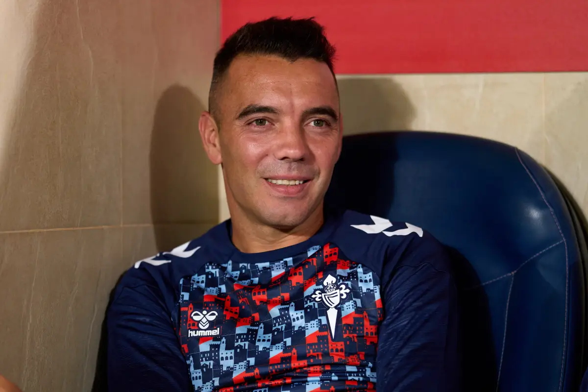VILLARREAL, SPAIN - AUGUST 26: Iago Aspas of RC Celta looks on from the bench prior to the LaLiga EA Sports match between Villarreal CF and RC Celta de Vigo at Estadio de la Ceramica on August 26, 2024 in Villarreal, Spain. (Photo by Alex Caparros/Getty Images)