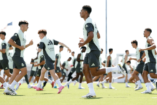 Le Real Madrid effectue sa première séance d'entraînement au Gardens North County District Park de Palm Beach (Pedro Castillo et Antonio Villalba).