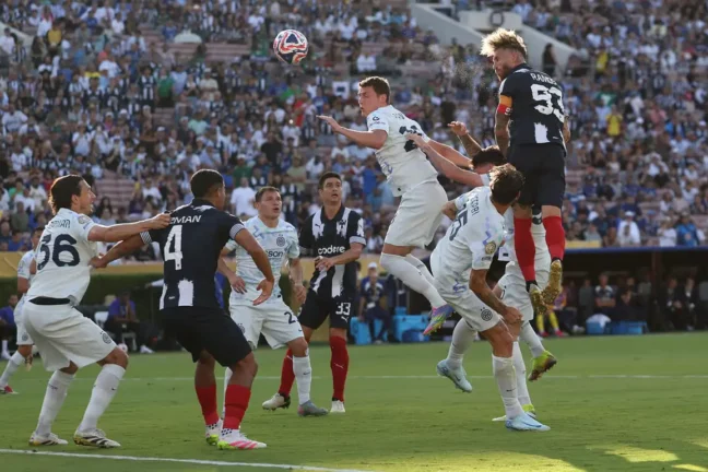 PASADENA, CALIFORNIA - JUNE 17: Sergio Ramos of CF Monterrey rises to head the first goal during the FIFA Club World Cup 2025 group E match between CF Monterrey and FC Internazionale Milano at Rose Bowl Stadium on June 17, 2025 in Pasadena, California. (Photo by Stu Forster/Getty Images)