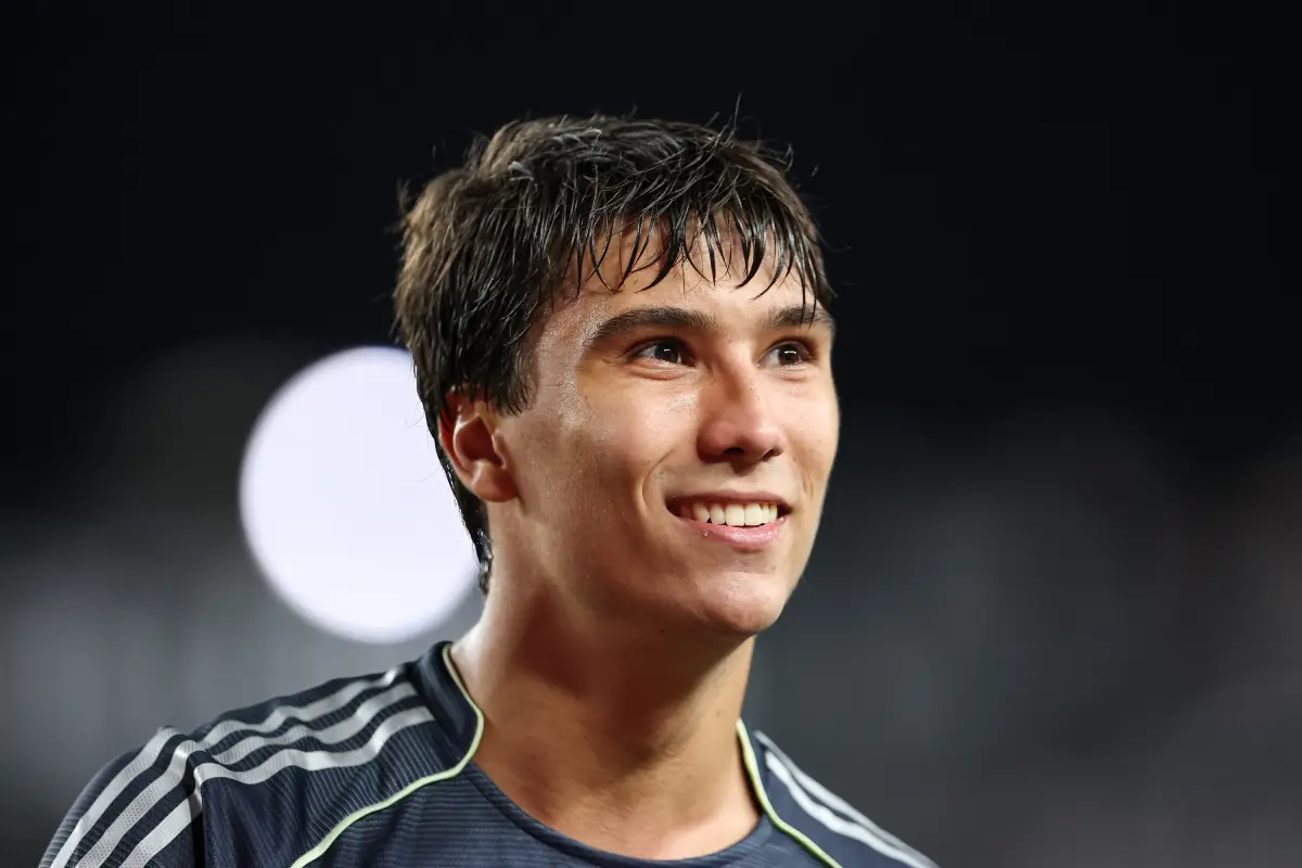 PHILADELPHIA, PENNSYLVANIA - JUNE 26: Gonzalo Garcia #30 of Real Madrid C.F. looks on following the FIFA Club World Cup 2025 group H match between FC Red Bull Salzburg and Real Madrid CF at Lincoln Financial Field on June 26, 2025 in Philadelphia, Pennsylvania. (Photo by Francois Nel/Getty Images)