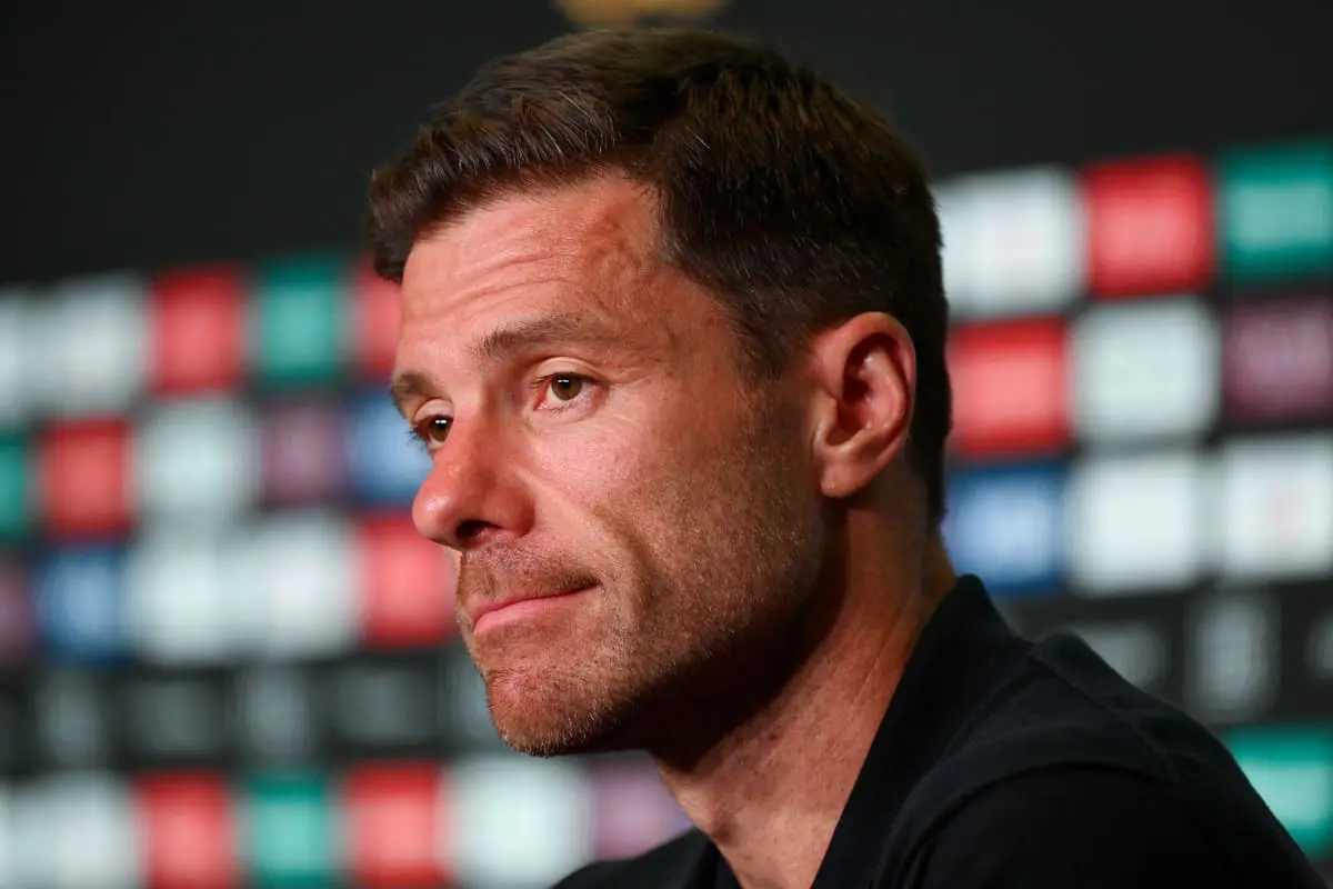 PHILADELPHIA, PENNSYLVANIA - JUNE 25: Head coach Xabi Alonso of Real Madrid CF faces the media during a press Conference ahead of their FIFA Club World Cup 2025 match against FC Salzburg at Lincoln Financial Field on June 25, 2025 in Philadelphia, Pennsylvania. (Photo by David Ramos/Getty Images)