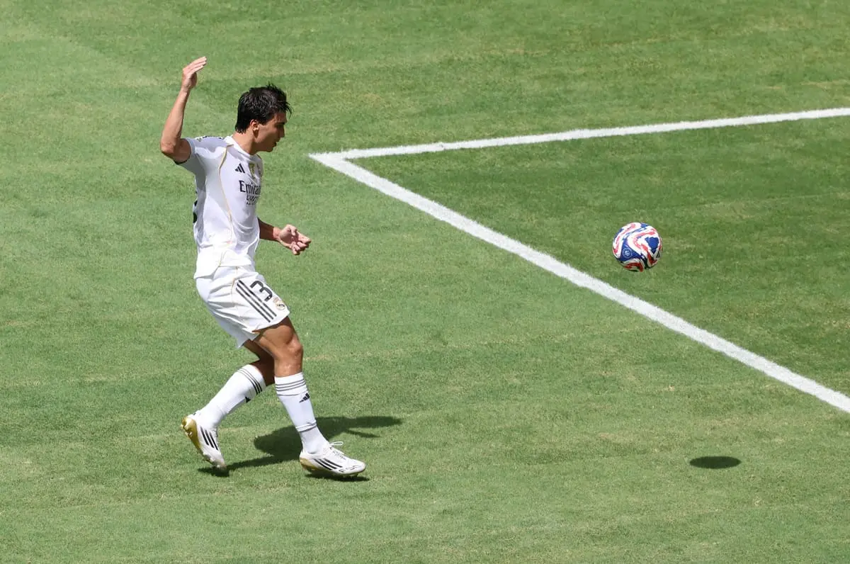 MIAMI GARDENS, FLORIDA - JUNE 18: Gonzalo Garcia #30 of Real Madrid C. F. scores his team's first goal during the FIFA Club World Cup 2025 group H match between Real Madrid CF and Al Hilal at Hard Rock Stadium on June 18, 2025 in Miami Gardens, Florida. (Photo by Sandra Montanez/Getty Images)