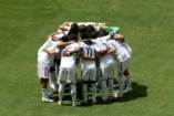 MIAMI GARDENS, FLORIDA - JUNE 18: Players of Real Madrid C. F. huddle prior to the FIFA Club World Cup 2025 group H match between Real Madrid CF and Al Hilal at Hard Rock Stadium on June 18, 2025 in Miami Gardens, Florida. (Photo by Sandra Montanez/Getty Images)
