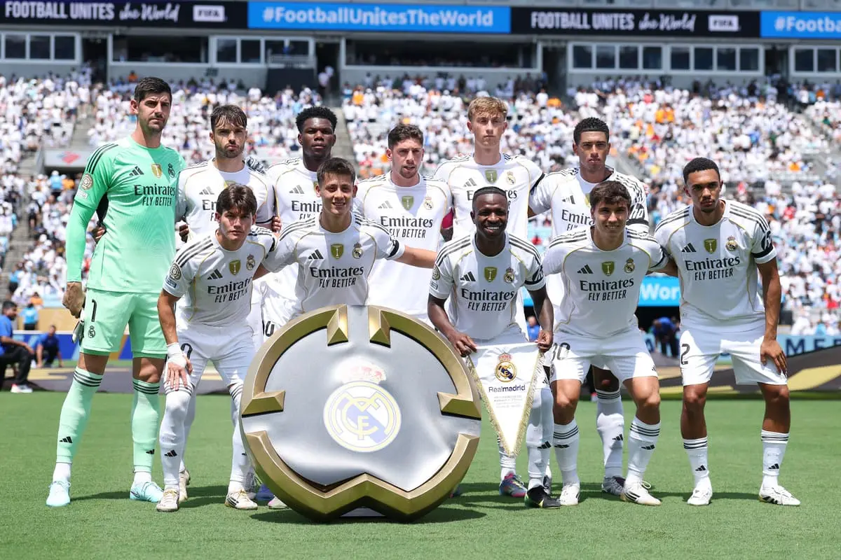CHARLOTTE, NORTH CAROLINA - JUNE 22: Players of Real Madrid C. F. pose for a team photograph prior to during the FIFA Club World Cup 2025 group H match between Real Madrid CF and CF Pachuca at Bank of America Stadium on June 22, 2025 in Charlotte, North Carolina. (Photo by Richard Pelham/Getty Images)