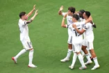CHARLOTTE, NORTH CAROLINA - JUNE 22: Arda Gueler #15 of Real Madrid C. F. celebrates scoring his team's second goal with Trent Alexander-Arnold #12, Vinicius Junior #7, Gonzalo Garcia #30, and Federico Valverde #8 during the FIFA Club World Cup 2025 group H match between Real Madrid CF and CF Pachuca at Bank of America Stadium on June 22, 2025 in Charlotte, North Carolina. (Photo by Michael Owens/Getty Images)