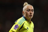 WREXHAM, WALES - FEBRUARY 25: Hanna Bennison of Sweden in action during the UEFA Women's Nations League 2024/25 Grp A4 MD2 match between Wales and Sweden at Racecourse Ground on February 25, 2025 in Wrexham, Wales. (Photo by Jan Kruger/Getty Images) l Real Madrid