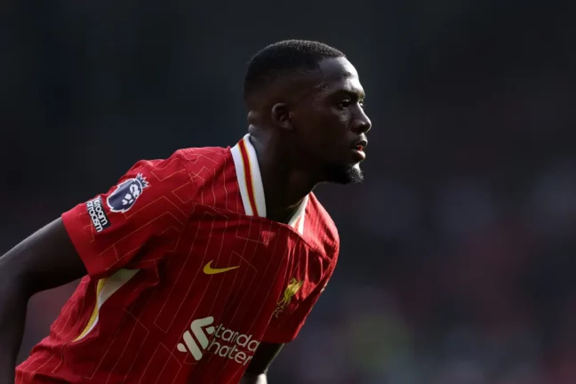 LIVERPOOL, ENGLAND - SEPTEMBER 21: Ibrahima Konate of Liverpool FC during the Premier League match between Liverpool FC and AFC Bournemouth at Anfield on September 21, 2024 in Liverpool, England. (Photo by Alex Livesey/Getty Images)