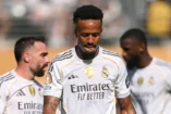 EAST RUTHERFORD, NEW JERSEY - JULY 09: Eder Militao of Real Madrid looks on during the FIFA Club World Cup 2025 semi-final match between Paris Saint-Germain and Real Madrid CF at MetLife Stadium on July 09, 2025 in East Rutherford, New Jersey. (Photo by David Ramos/Getty Images).