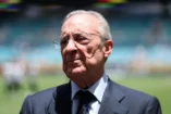 MIAMI GARDENS, FLORIDA - JUNE 18: President of Real Madrid Florentino Pérez looks on prior to the FIFA Club World Cup 2025 group H match between Real Madrid CF and Al Hilal at Hard Rock Stadium on June 18, 2025 in Miami Gardens, Florida. (Photo by Dan Mullan/Getty Images).