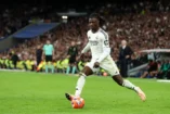 MADRID, SPAIN - APRIL 20: Eduardo Camavinga of Real Madrid CF in action during the LaLiga match between Real Madrid CF and Athletic Club at Estadio Santiago Bernabeu on April 20, 2025 in Madrid, Spain. (Photo by Florencia Tan Jun/Getty Images).