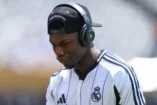 EAST RUTHERFORD, NEW JERSEY - JULY 05: Aurélien Tchouaméni of Real Madrid inspects the pitch prior to the FIFA Club World Cup 2025 quarter-final match between Real Madrid CF and Borussia Dortmund at MetLife Stadium on July 05, 2025 in East Rutherford, New Jersey.