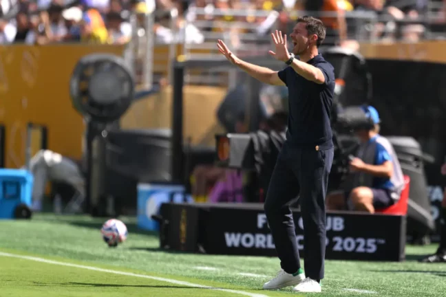 EAST RUTHERFORD, NEW JERSEY - JULY 05: Xabi Alonso, Head Coach of Real Madrid C.F., reacts during the FIFA Club World Cup 2025 quarter-final match between Real Madrid CF and Borussia Dortmund at MetLife Stadium on July 05, 2025 in East Rutherford, New Jersey. (Photo by David Ramos/Getty Images)