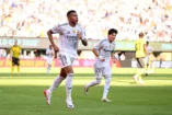 EAST RUTHERFORD, NEW JERSEY - JULY 05: Kylian Mbappe #9 of Real Madrid C.F. celebrates scoring his team's third goal during the FIFA Club World Cup 2025 quarter-final match between Real Madrid CF and Borussia Dortmund at MetLife Stadium on July 05, 2025 in East Rutherford, New Jersey. (Photo by David Ramos/Getty Images)
