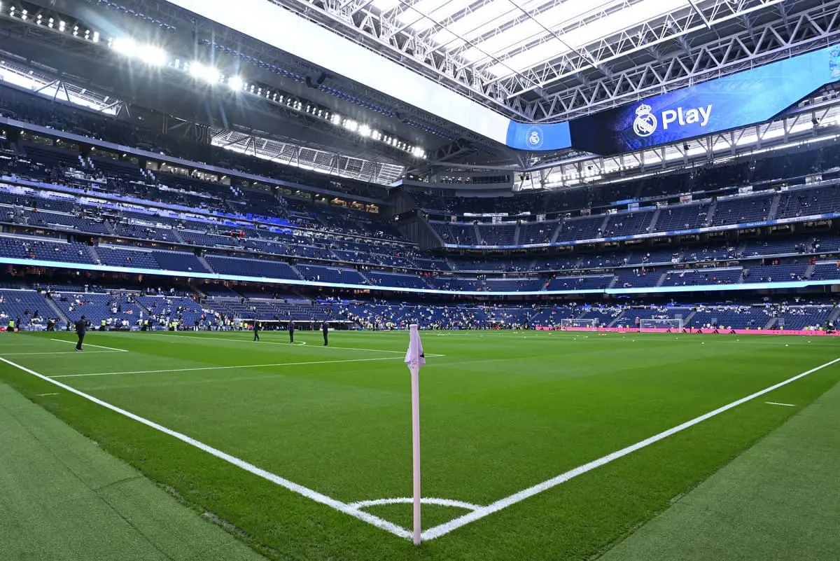 MADRID, SPAIN - MAY 04: General view inside the stadium prior to the LaLiga match between Real Madrid CF and RC Celta de Vigo at Estadio Santiago Bernabeu on May 04, 2025 in Madrid, Spain. (Photo by Denis Doyle/Getty Images)