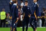 MADRID, SPAIN - MAY 14: Victor Munoz, Mario Rivas, David Jimenez and Chema Andres of Real Madrid inspect the pitch prior to during the LaLiga match between Real Madrid CF and RCD Mallorca at Estadio Santiago Bernabeu on May 14, 2025 in Madrid, Spain. (Photo by Florencia Tan Jun/Getty Images)