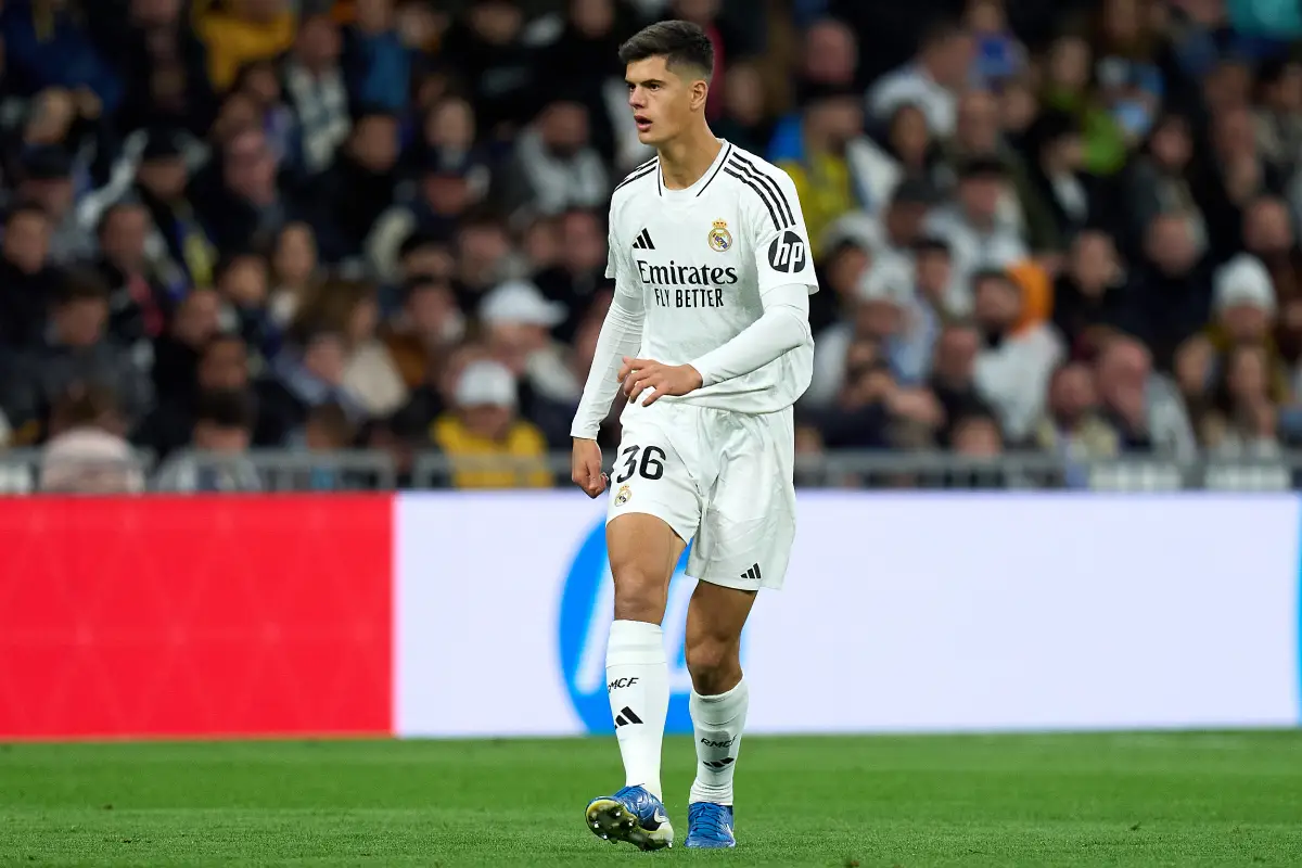 MADRID, SPAIN - JANUARY 19: Chema Baixauli of Real Madrid looks on during the LaLiga match between Real Madrid CF and UD Las Palmas at Estadio Santiago Bernabeu on January 19, 2025 in Madrid, Spain. (Photo by Angel Martinez/Getty Images)