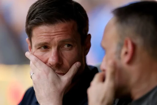MIAMI GARDENS, FLORIDA - JUNE 18: Xabi Alonso, Head Coach of Real Madrid C. F., looks on during the FIFA Club World Cup 2025 group H match between Real Madrid CF and Al Hilal at Hard Rock Stadium on June 18, 2025 in Miami Gardens, Florida. (Photo by Dan Mullan/Getty Images)