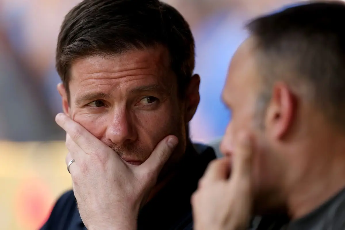 MIAMI GARDENS, FLORIDA - JUNE 18: Xabi Alonso, Head Coach of Real Madrid C. F., looks on during the FIFA Club World Cup 2025 group H match between Real Madrid CF and Al Hilal at Hard Rock Stadium on June 18, 2025 in Miami Gardens, Florida. (Photo by Dan Mullan/Getty Images)