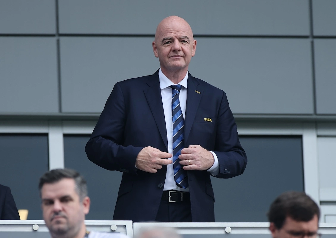ORLANDO, FLORIDA - JULY 04: FIFA President Gianni Infantino looks on prior to the FIFA Club World Cup 2025 quarter final match between Fluminense FC and Al Hilal at Camping World Stadium on July 04, 2025 in Orlando, Florida. (Photo by Alex Grimm/Getty Images) l Negreira l Real Madrid