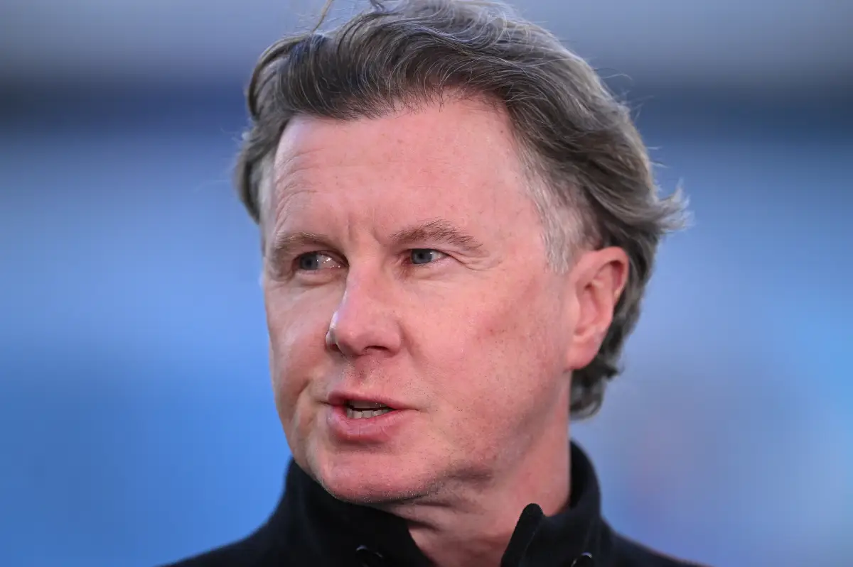 MANCHESTER, ENGLAND - APRIL 17: TNT Sports TV Pundit and Former Footballer Steve McManaman reacts prior to the UEFA Champions League quarter-final second leg match between Manchester City and Real Madrid CF at Etihad Stadium on April 17, 2024 in Manchester, England. (Photo by Stu Forster/Getty Images)
