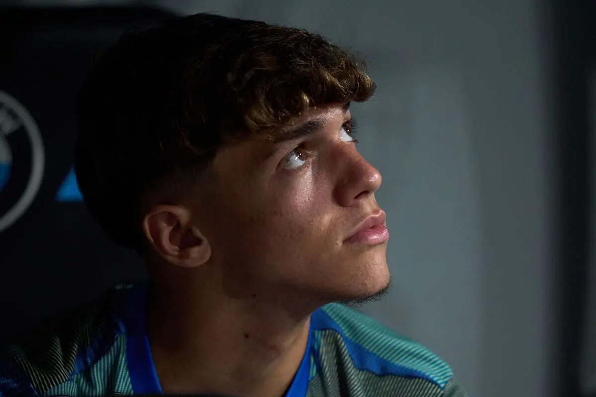 MADRID, SPAIN - AUGUST 19: Thiago Pitarch of Real Madrid looks on prior to the LaLiga EA Sports match between Real Madrid CF and CA Osasuna at Estadio Santiago Bernabeu on August 19, 2025 in Madrid, Spain. (Photo by Angel Martinez/Getty Images)