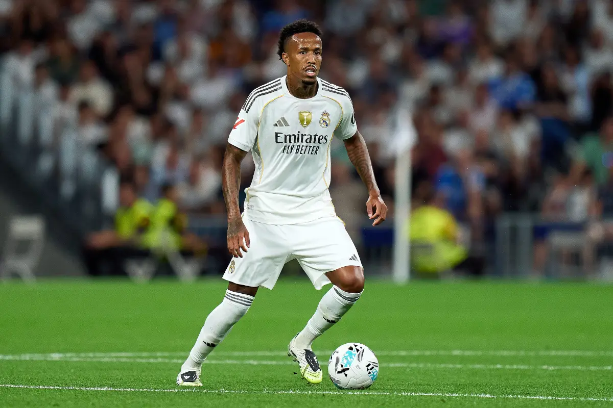 MADRID, SPAIN - AUGUST 30: Eder Militao of Real Madrid in action during the LaLiga EA Sports match between Real Madrid CF and RCD Mallorca at Estadio Santiago Bernabeu on August 30, 2025 in Madrid, Spain. (Photo by Angel Martinez/Getty Images)